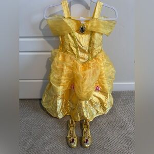 Disney Belle Princess Dress with Shoes dress size small 4-6x shoes size 11/12